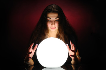 Crystal ball reading for reading the future, present and past